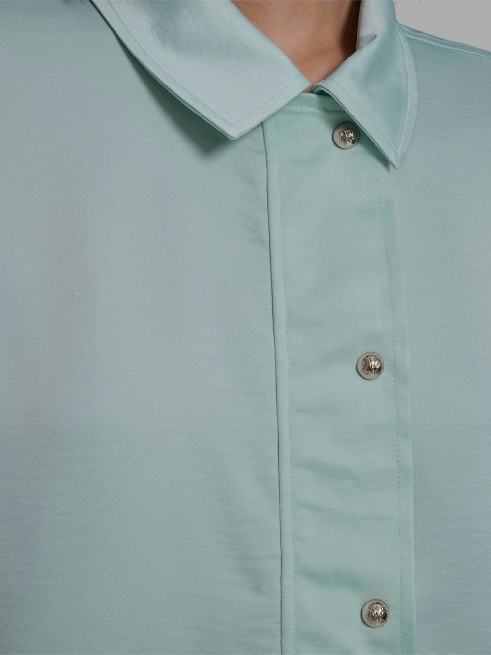 KARL LAGERFELD PARIS Mint Green Button-Front Blouse Jacket WORN ONCE - Picture 4 of 13